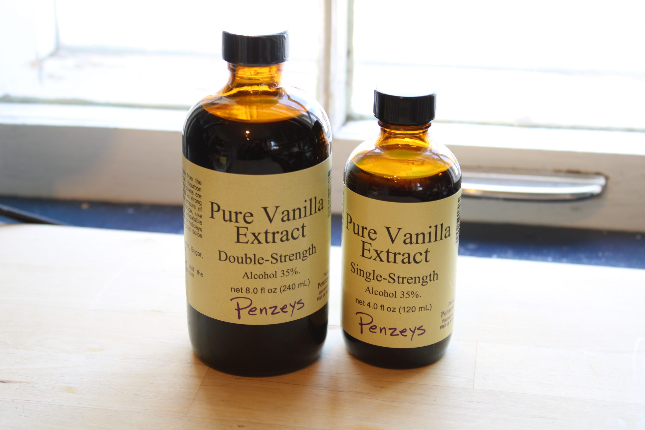 Penzeys pure vanilla extract double-strength or single-strength